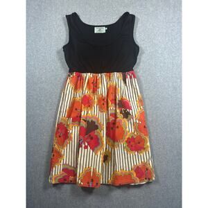 Judith March Flared Tank Dress Women's Size Medium Black and Orange Scoop Neck